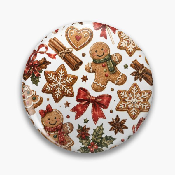 Item preview, Gingerbread Christmas Cookies Candy Cane Red Bow Pattern designed and sold by DreamPixelPrint.