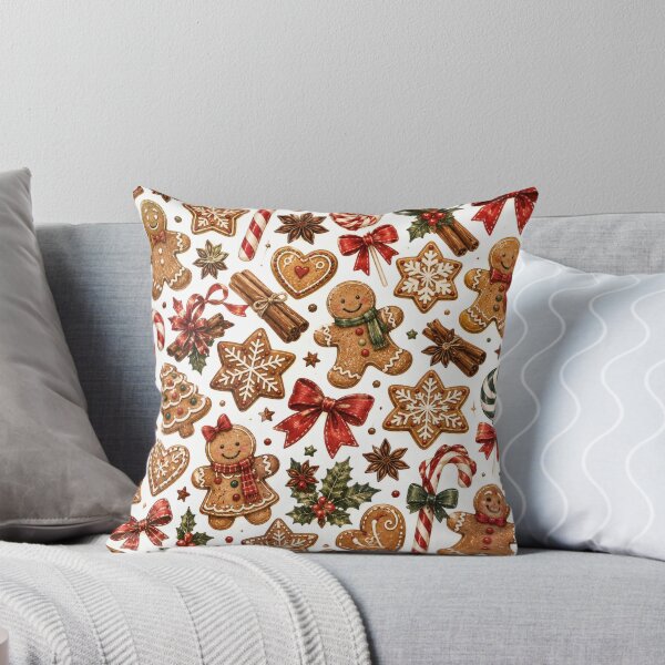 Item preview, Gingerbread Christmas Cookies Candy Cane Red Bow Pattern designed and sold by DreamPixelPrint.