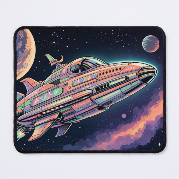 Item preview, Neon Spaceship – Futuristic Cosmic Adventure Illustration designed and sold by Dogandesighn.