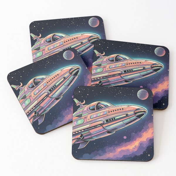 Item preview, Neon Spaceship – Futuristic Cosmic Adventure Illustration designed and sold by Dogandesighn.