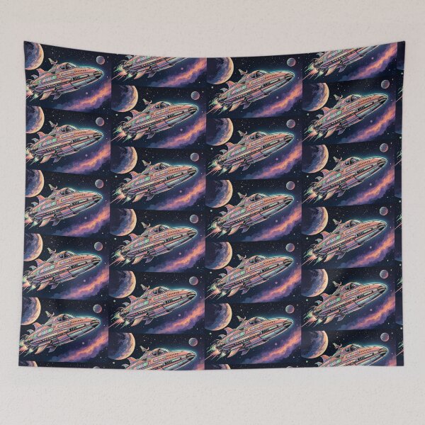 Item preview, Neon Spaceship – Futuristic Cosmic Adventure Illustration designed and sold by Dogandesighn.