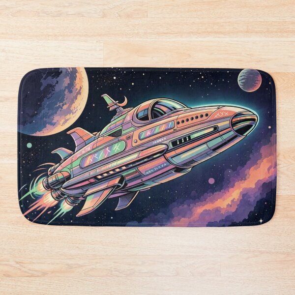 Item preview, Neon Spaceship – Futuristic Cosmic Adventure Illustration designed and sold by Dogandesighn.