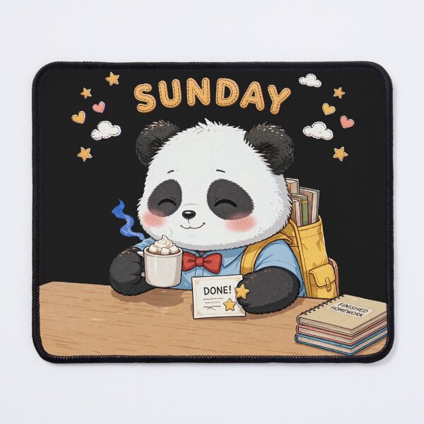 Item preview, Cute Student Panda Celebrating Finished Homework On Sunday - Cozy Kawaii Art designed and sold by Surviving Monday Club.
