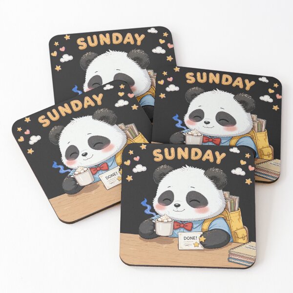 Item preview, Cute Student Panda Celebrating Finished Homework On Sunday - Cozy Kawaii Art designed and sold by Surviving Monday Club.
