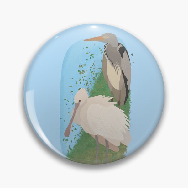 Item preview, Illustration of a Grey Heron and a Spoonbill in the wild designed and sold by FandomizedRose.
