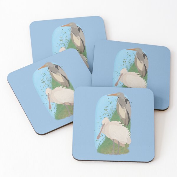 Item preview, Illustration of a Grey Heron and a Spoonbill in the wild designed and sold by FandomizedRose.