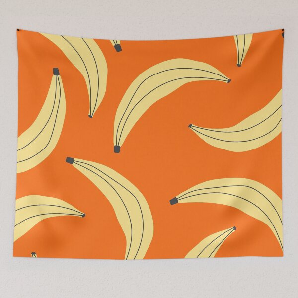 Item preview, Retro Banana Pattern on Orange designed and sold by jianina-alondra.