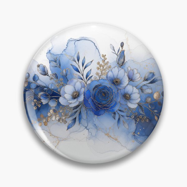 Item preview, Deep Blue Floral Fluid Art Centerpiece designed and sold by AneissPiaf.