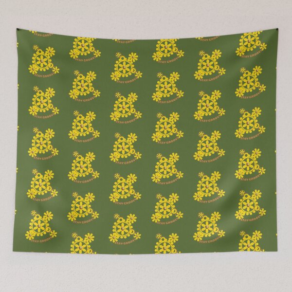 Item preview, Stay Groovy Yellow Retro Floral Art designed and sold by PaniKulka.