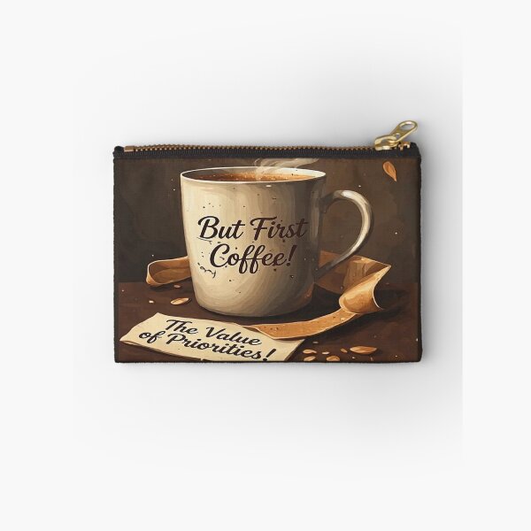 Item preview, Cozy Coffee Mug Illustration Art with Motivational Quotes Typography "BUT FIRST COFFEE" and "THE VALUE OF PRIORITY!" designed and sold by Giulivo Store Graphic.