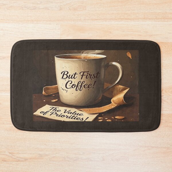 Item preview, Cozy Coffee Mug Illustration Art with Motivational Quotes Typography "BUT FIRST COFFEE" and "THE VALUE OF PRIORITY!" designed and sold by Giulivo Store Graphic.