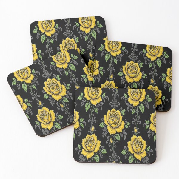 Item preview, Vintage Yellow Roses and Gothic Damask Seamless Pattern designed and sold by Breezes-of-Ida.
