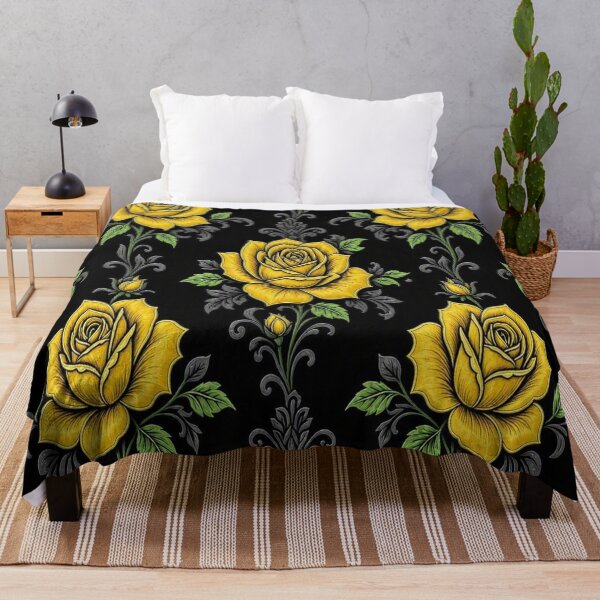 Item preview, Vintage Yellow Roses and Gothic Damask Seamless Pattern designed and sold by Breezes-of-Ida.