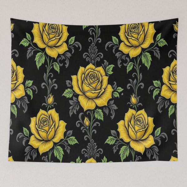 Item preview, Vintage Yellow Roses and Gothic Damask Seamless Pattern designed and sold by Breezes-of-Ida.