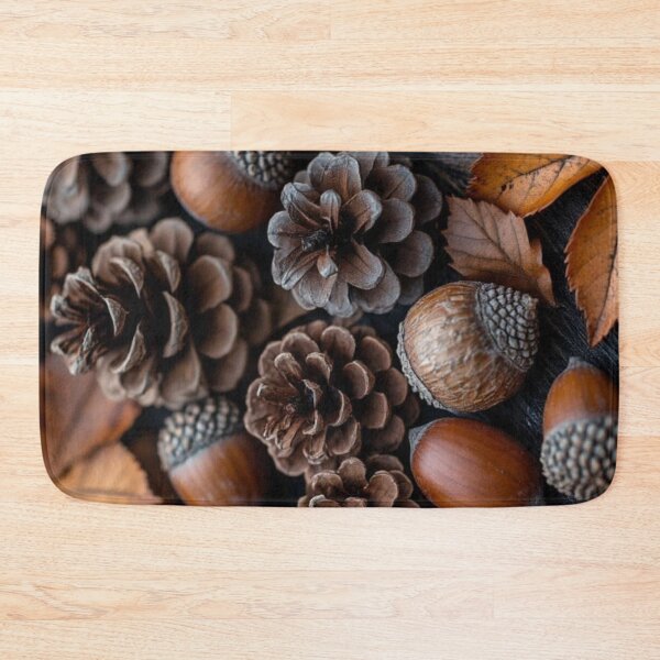 Item preview, Cozy Autumn Pinecones and Acorns Flatlay — Rustic Fall Nature Texture designed and sold by LYAN-STORE.