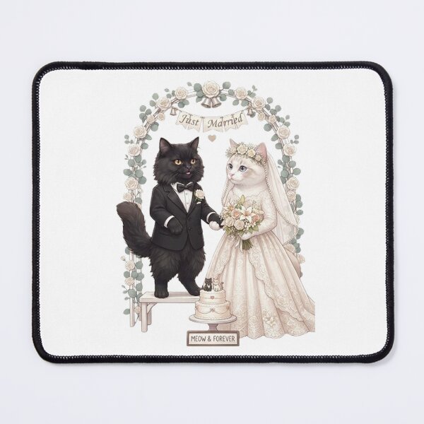 Item preview, Just Married Cat Couple Cute Wedding Watercolor Art designed and sold by PetalsPaws.