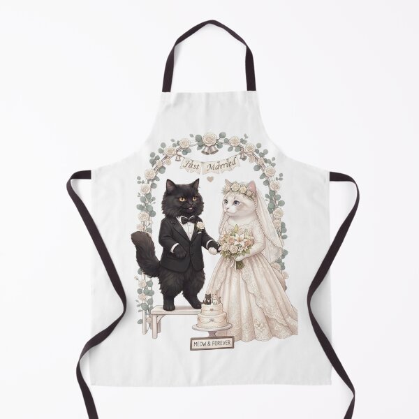 Item preview, Just Married Cat Couple Cute Wedding Watercolor Art designed and sold by PetalsPaws.