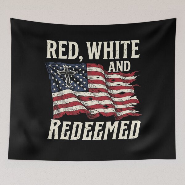 Item preview, Red White and Redeemed Christian Patriotic Flag designed and sold by DevilMayCrySh.