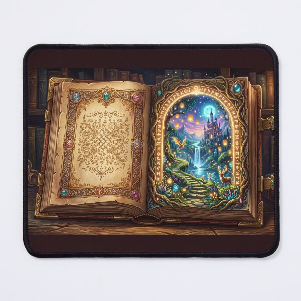 Item preview, Magical Portal Book | Open Grimoire with Enchanted Castle Realm designed and sold by SebastianSpace.