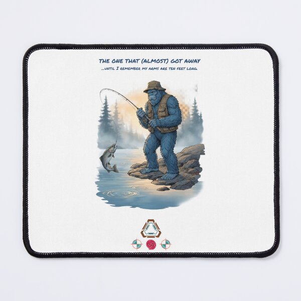Item preview, The Blue Bigfoot Fisherman: Sasquatch Catching a Trout designed and sold by Whimsy Trail Co.