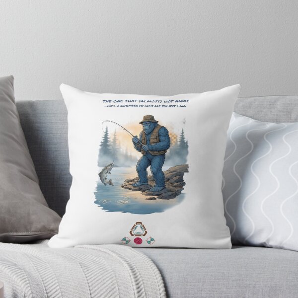 Item preview, The Blue Bigfoot Fisherman: Sasquatch Catching a Trout designed and sold by Whimsy Trail Co.