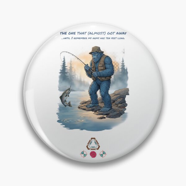 Item preview, The Blue Bigfoot Fisherman: Sasquatch Catching a Trout designed and sold by Whimsy Trail Co.