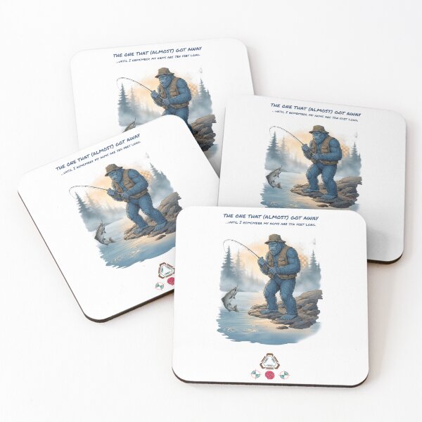 Item preview, The Blue Bigfoot Fisherman: Sasquatch Catching a Trout designed and sold by Whimsy Trail Co.