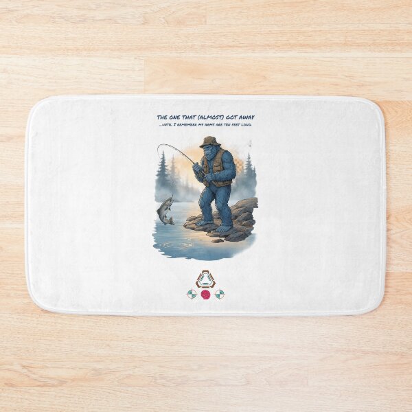 Item preview, The Blue Bigfoot Fisherman: Sasquatch Catching a Trout designed and sold by Whimsy Trail Co.