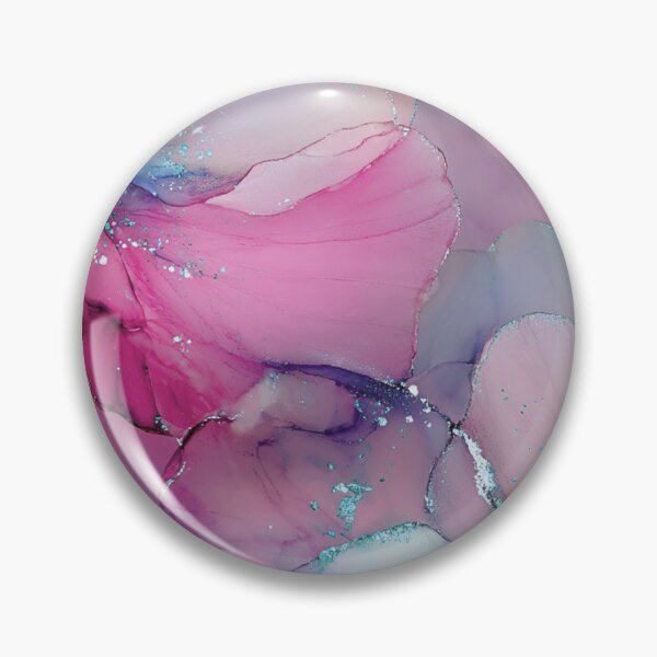 Item preview, Pink and Teal Alcohol Ink Flowers — Glitter Floral Dreamscape designed and sold by LYAN-STORE.