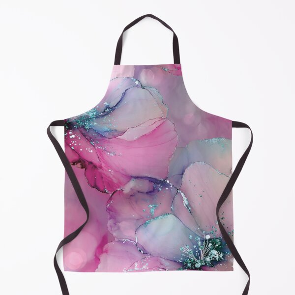 Item preview, Pink and Teal Alcohol Ink Flowers — Glitter Floral Dreamscape designed and sold by LYAN-STORE.