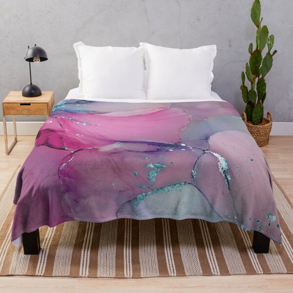 Item preview, Pink and Teal Alcohol Ink Flowers — Glitter Floral Dreamscape designed and sold by LYAN-STORE.