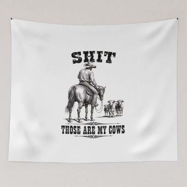 Item preview, SHIT Those Are My Cows Cowboy Rancher Funny Western Vintage designed and sold by PaletteArc.