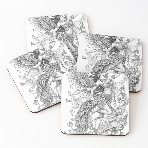 Item preview, Thai Kinnari Lotus Dance Line Art designed and sold by mamhew2456.