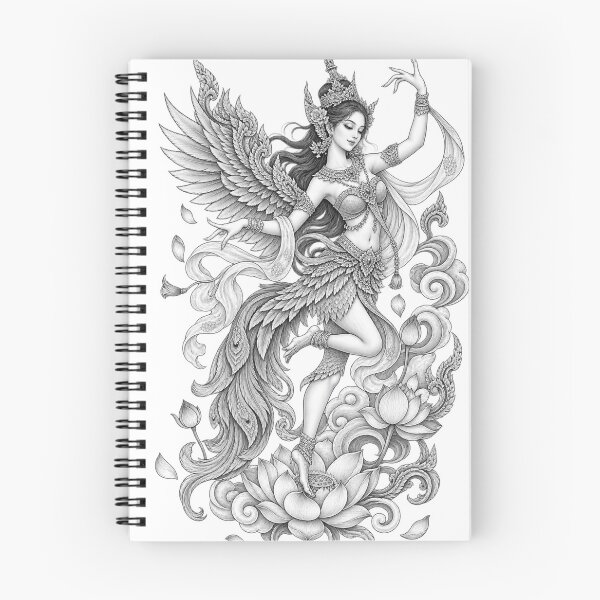 Item preview, Thai Kinnari Lotus Dance Line Art designed and sold by mamhew2456.