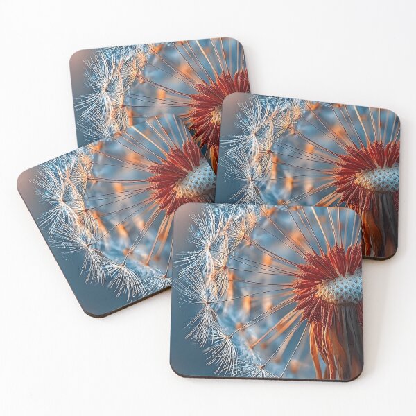 Item preview, Macro Dandelion Seed Head — Teal and Copper Dewdrop Nature Art designed and sold by LYAN-STORE.
