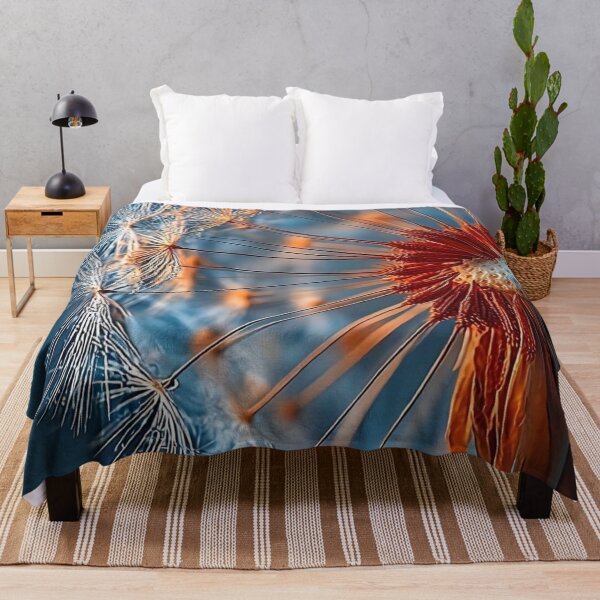 Item preview, Macro Dandelion Seed Head — Teal and Copper Dewdrop Nature Art designed and sold by LYAN-STORE.