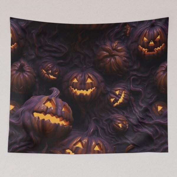 Item preview, Dark Creepy Halloween Pumpkins Pattern — Glowing Jack O Lantern 3D Texture designed and sold by LYAN-STORE.