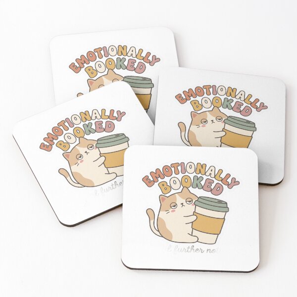 Item preview, Emotionally Booked Funny Coffee Cat Sticker designed and sold by SnazzifyDigital.