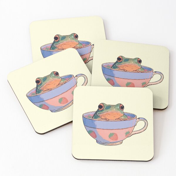Item preview, Cute Frog in Strawberry Teacup designed and sold by jianina-alondra.