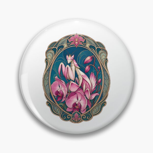 Item preview, Pink Orchid Mantis Art Nouveau Insect designed and sold by AntiqueImages.