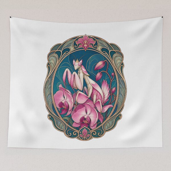 Item preview, Pink Orchid Mantis Art Nouveau Insect designed and sold by AntiqueImages.