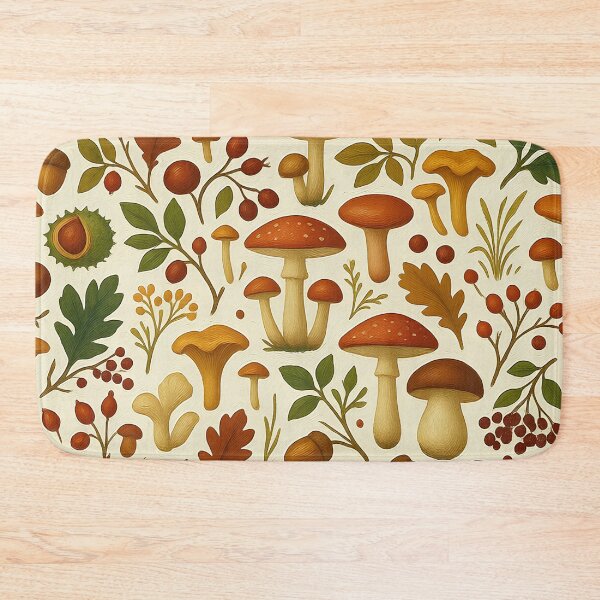 Item preview, Autumn Mushroom Forest Seamless Pattern designed and sold by Ivy-Triggs.