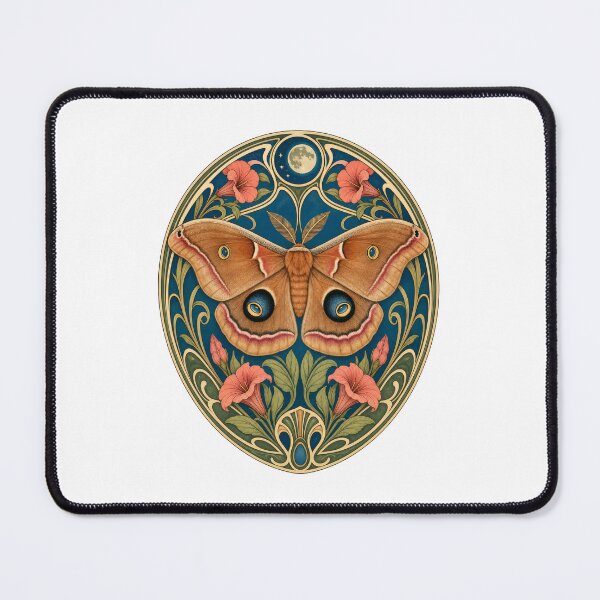 Item preview, Art Nouveau Polyphemus Moth Midnight Moon Floral designed and sold by AntiqueImages.
