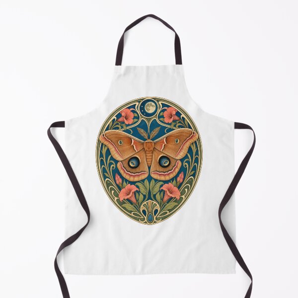 Item preview, Art Nouveau Polyphemus Moth Midnight Moon Floral designed and sold by AntiqueImages.