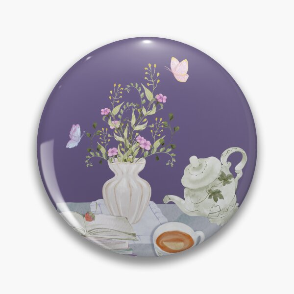 Item preview, Whimsical Cottagecore Tea Scene with Wildflowers, Books and Vintage Teapot designed and sold by Sagi Jane Art.