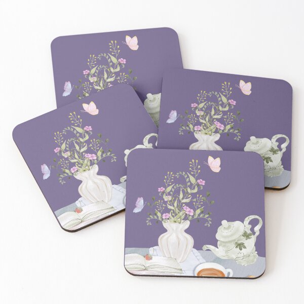 Item preview, Whimsical Cottagecore Tea Scene with Wildflowers, Books and Vintage Teapot designed and sold by Sagi Jane Art.