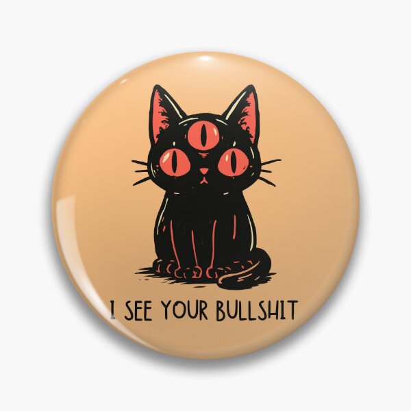 Item preview, I See Your Bullshit Black Cat Sticker Three Eyed Sarcastic Shirt designed and sold by Catophile.