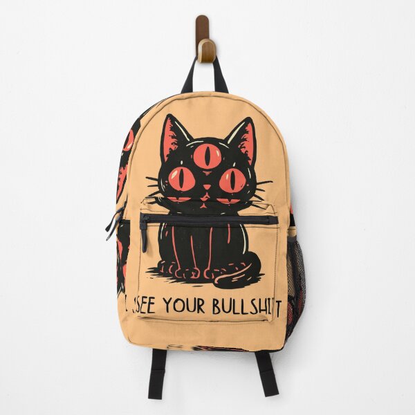 Item preview, I See Your Bullshit Black Cat Sticker Three Eyed Sarcastic Shirt designed and sold by Catophile.