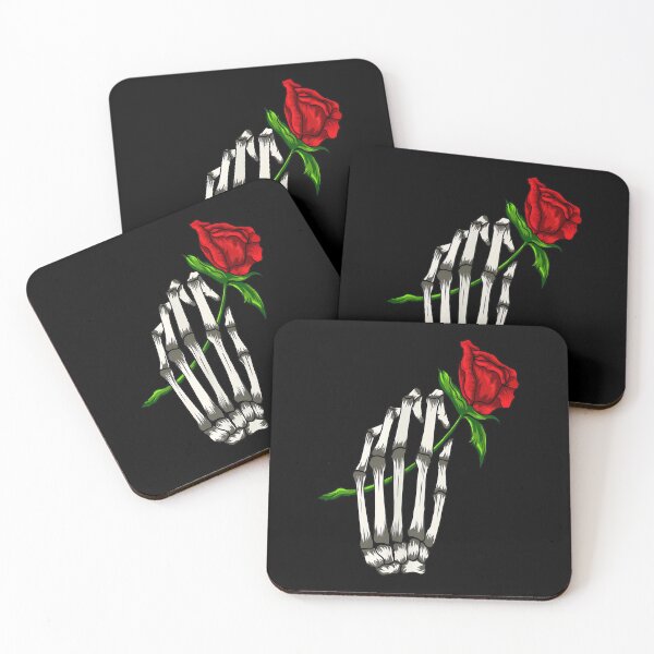 Item preview, Skeleton Hand Holding Red Rose Dark Floral Art designed and sold by arauzrosu.