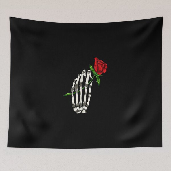 Item preview, Skeleton Hand Holding Red Rose Dark Floral Art designed and sold by arauzrosu.